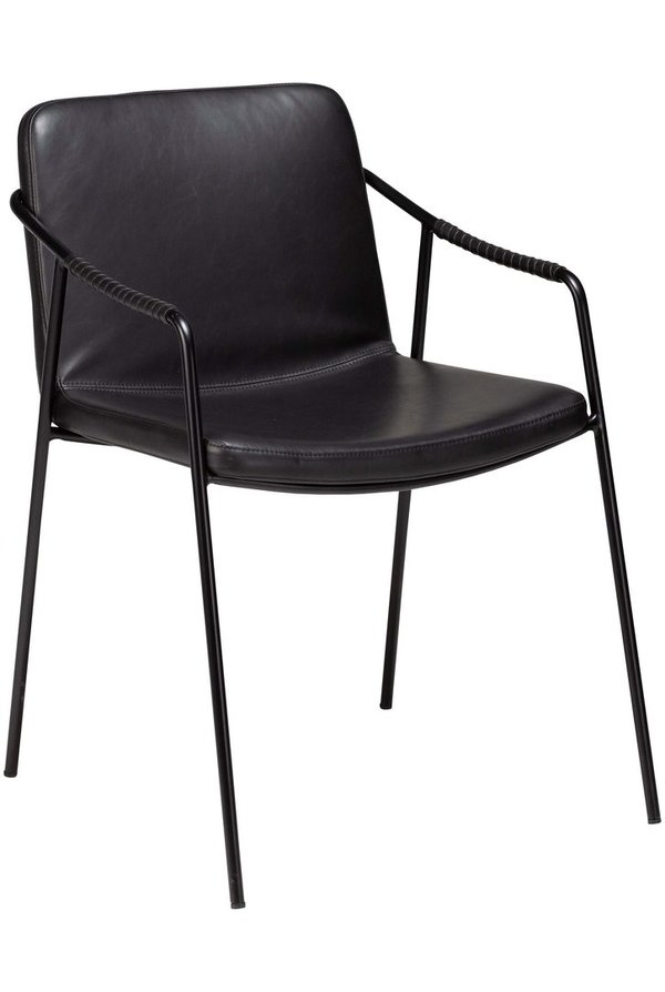 2x Dan Form Armlehnstuhl - BOTO Kunstleder schwarz, schwarze Beine