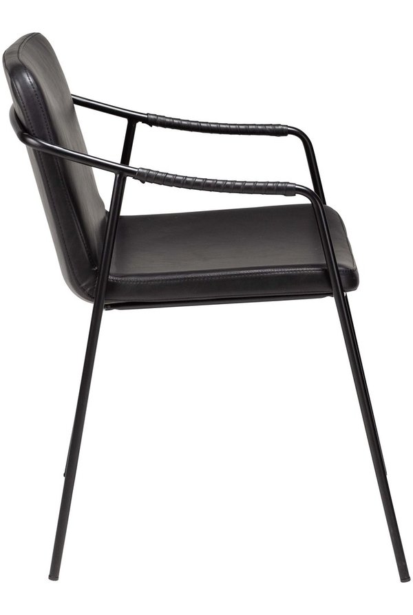 2x Dan Form Armlehnstuhl - BOTO Kunstleder schwarz, schwarze Beine
