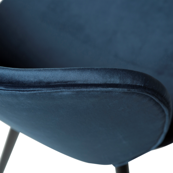 2x Dan Form Esszimmerstuhl - CLOUD Samt mitternachtsblau, runde schwarze Beine