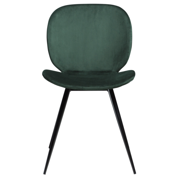 2x Dan Form Esszimmerstuhl - CLOUD Samt smaragdgrün, runde schwarze Beine