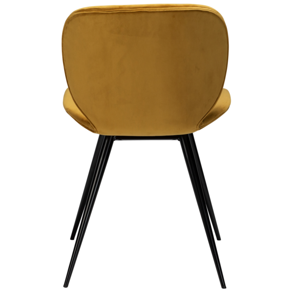2x Dan Form Esszimmerstuhl - CLOUD Samt Bronzefarben, runde schwarze Beine