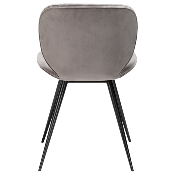 2x Dan Form Esszimmerstuhl - CLOUD Samt Aluminiumfarben, runde schwarze Beine