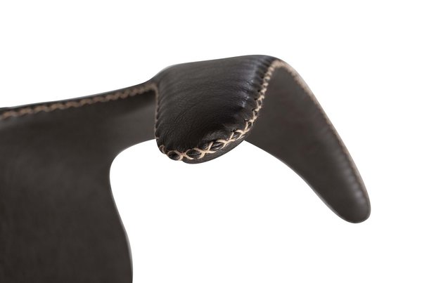 2x Dan Form Esszimmerstuhl - DOLPHIN Kunstleder Grau, schwarze konische Beine