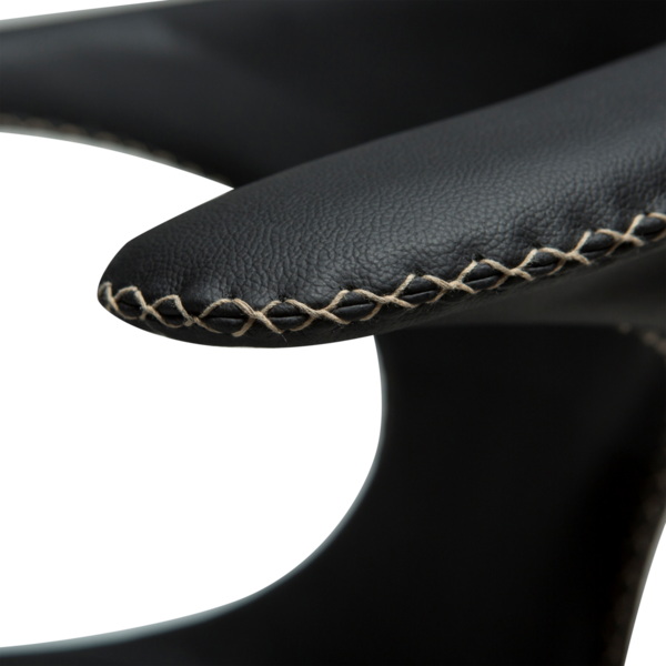 2x Dan Form Esszimmerstuhl - FLAIR Leder Schwarz, runde schwarze Beine