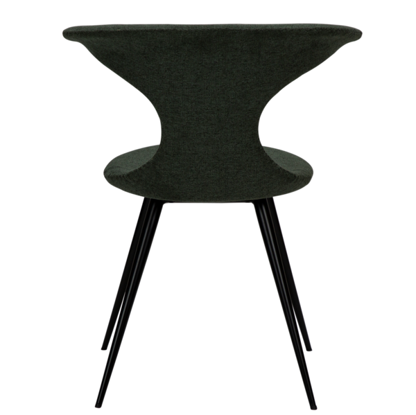 2x Dan Form Esszimmerstuhl - FLAIR Stoff Graugrün, runde schwarze Beine
