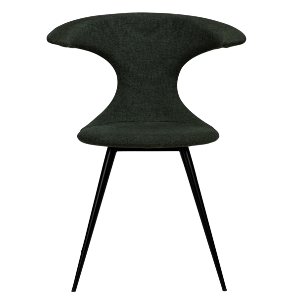 2x Dan Form Esszimmerstuhl - FLAIR Stoff Graugrün, runde schwarze Beine
