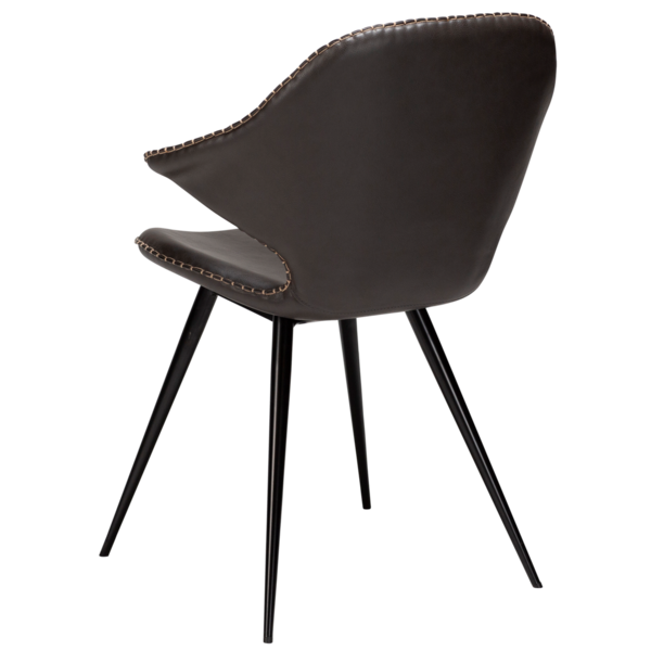 2x Dan Form Stuhl - KARMA Kunstleder Vintage Grau, schwarze Beine