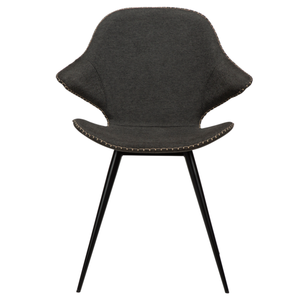 2x Dan Form Stuhl - KARMA Stoff Krähenschwarz, schwarze Beine