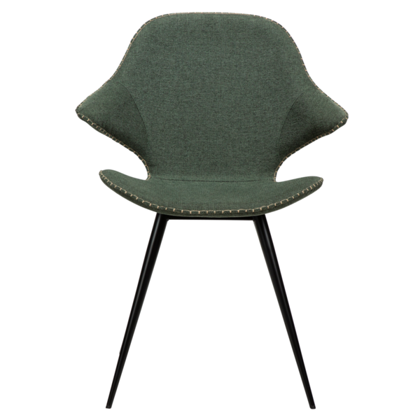 2x Dan Form Stuhl - KARMA Stoff Salbeigrün, schwarze Beine