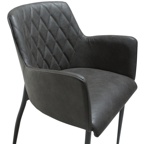 2x Dan Form Armlehnstuhl - ROMBO Kunstleder Vintage Grau, schwarze Beine