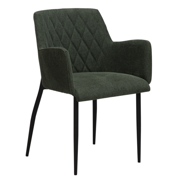 2x Dan Form Armlehnstuhl - ROMBO Stoff Salbeigrün, schwarze Beine